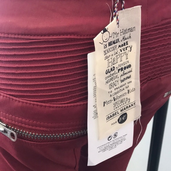 Isabel Marant puor H&M Red Motorcycle Pants NWT - Picture 7 of 8